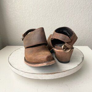 Lane PLAIN JANE Brown Slingback Mule Womens Cowboy Boots 6.5 Western Cowgirl